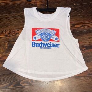 Budweiser Red and Blue Logo White Tank